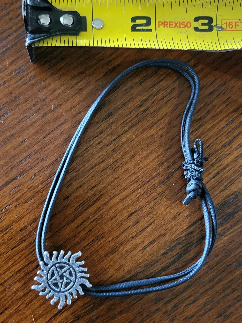 Silver Sun Pentagram Leather Cord Bracelet